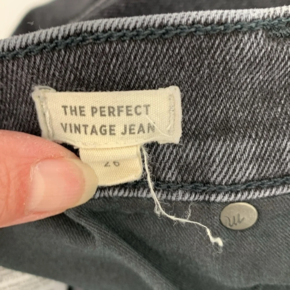 Madewell Perfect Vintage Jean high rise ankle tapered leg mom black denim 26